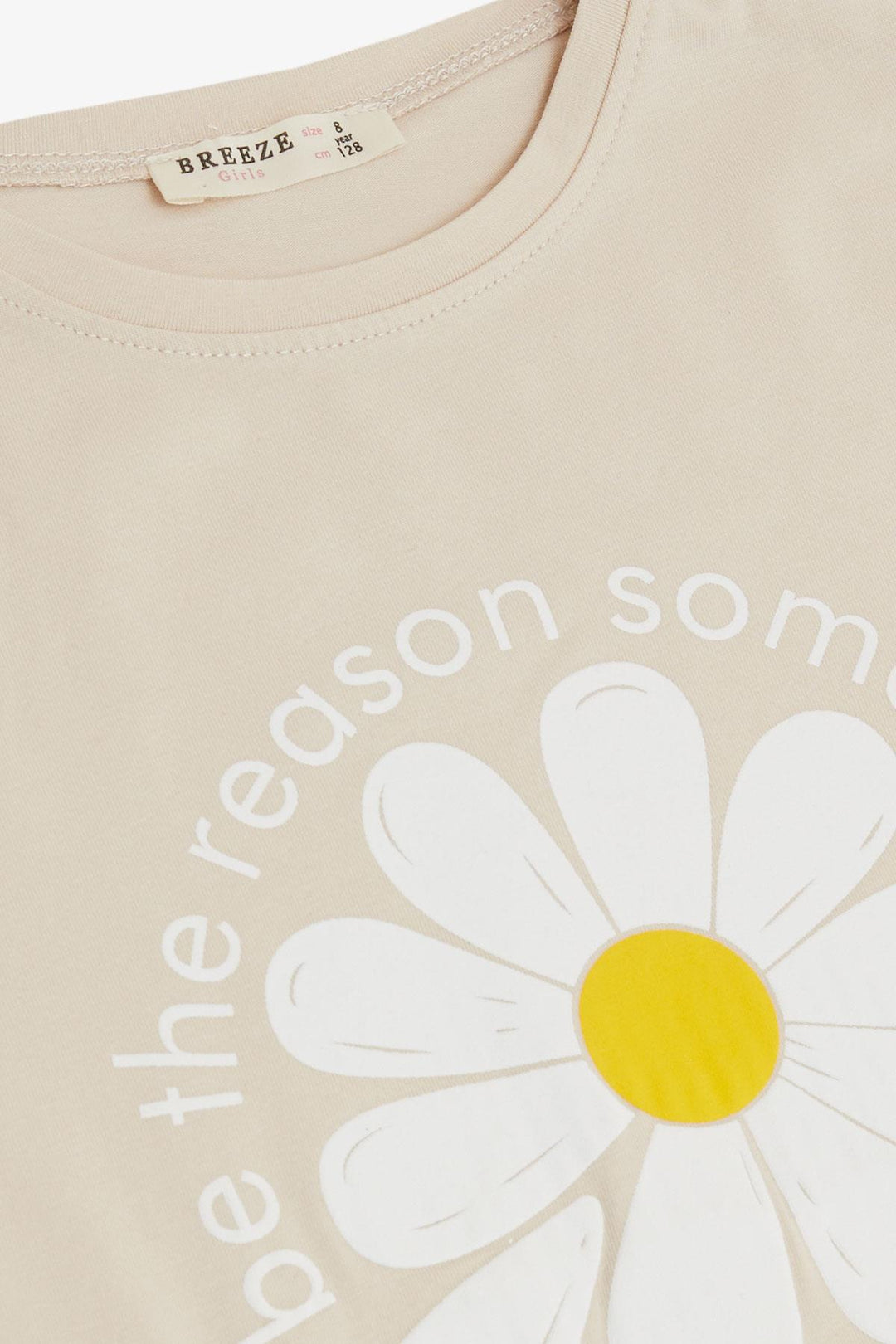BRE Breeze Girl's T-shirt with Daisy Print, 72 Years, Beige - High Point