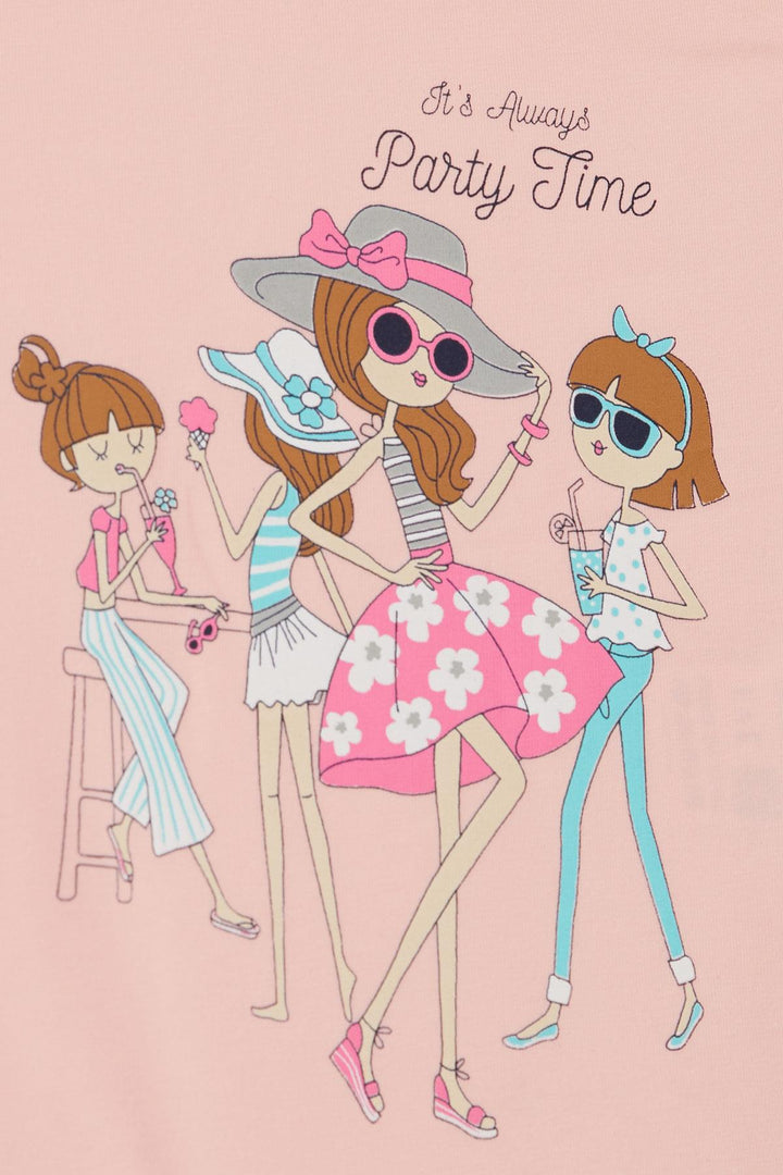 BRE Breeze Girl's T-shirt Party Time Happy Girls Printed 2-6 Years, Pink - Tooele