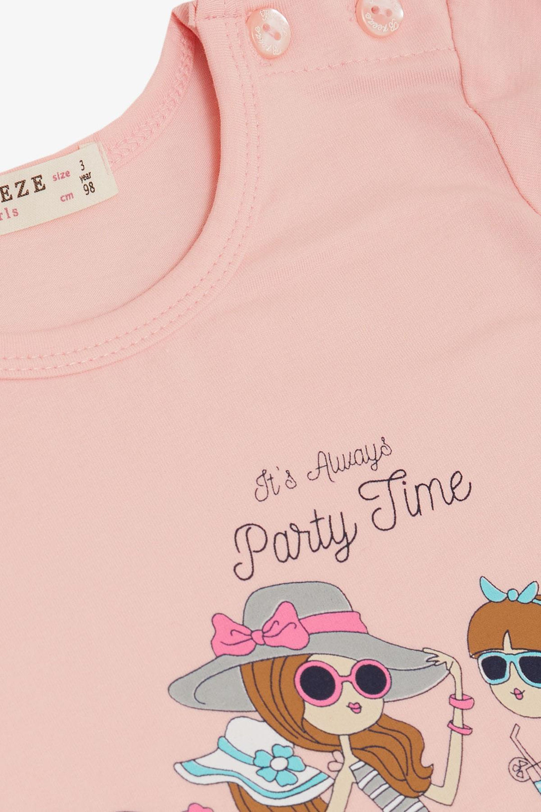 BRE Breeze Girl's T-shirt Party Time Happy Girls Printed 2-6 Years, Pink - Tooele