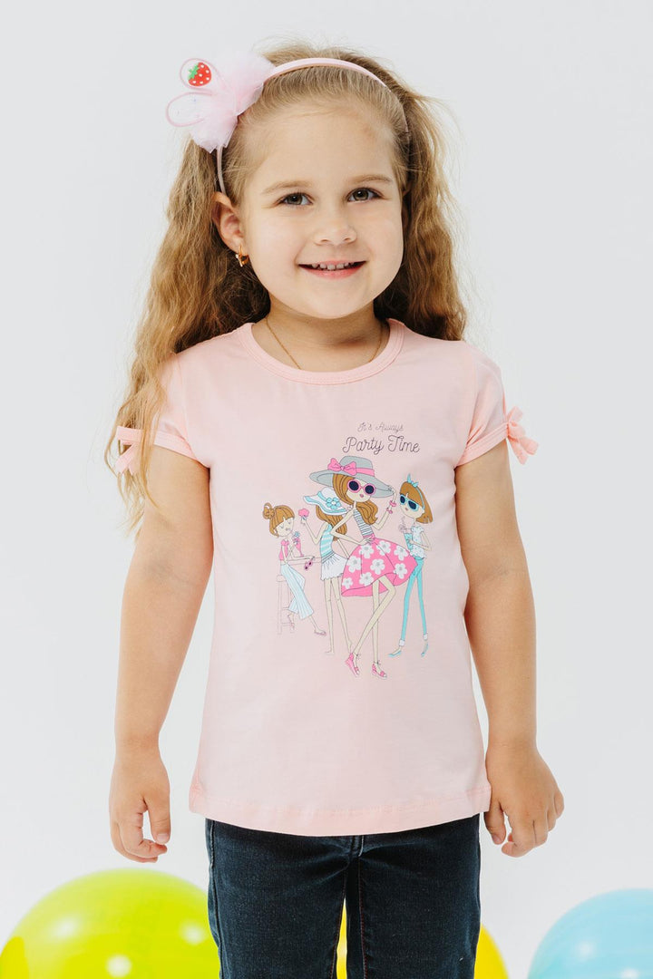 BRE Breeze Girl's T-shirt Party Time Happy Girls Printed 2-6 Years, Pink - Tooele