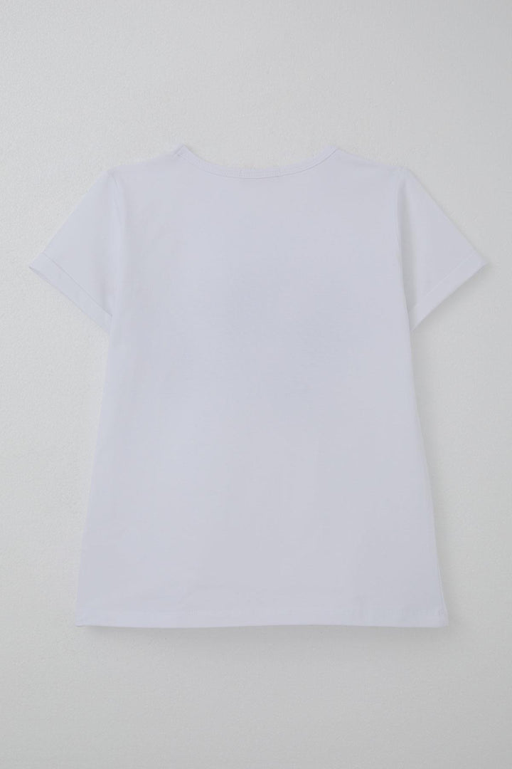 BRE Breeze Girl's T-shirt with Embroidered Heart Print Detail, 94 Years, White - Tallaght