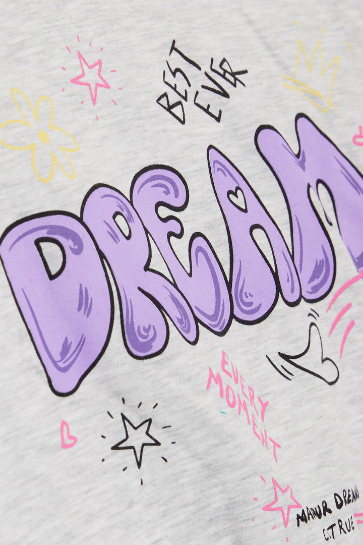 BRE Breeze Girl's T-Shirt Colorful Printed Dream Themed 50 Years, Light Grey Melange - Ellesmere Port