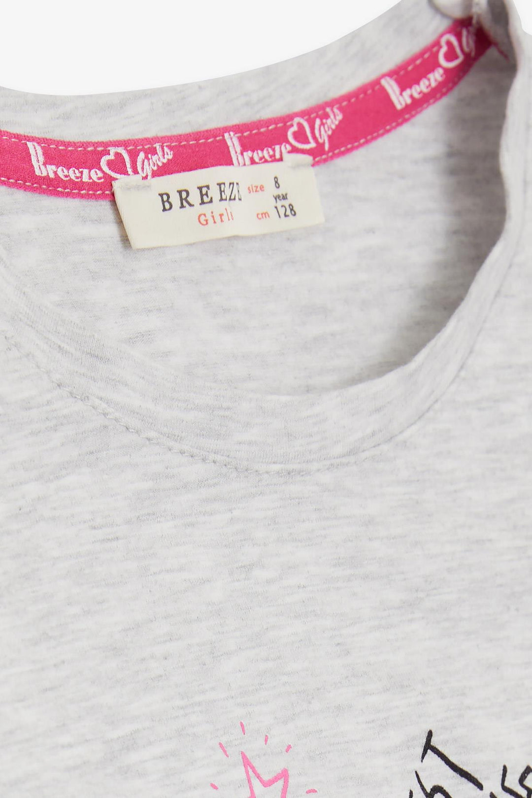 BRE Breeze Girl's T-Shirt Colorful Printed Dream Themed 50 Years, Light Grey Melange - Ellesmere Port