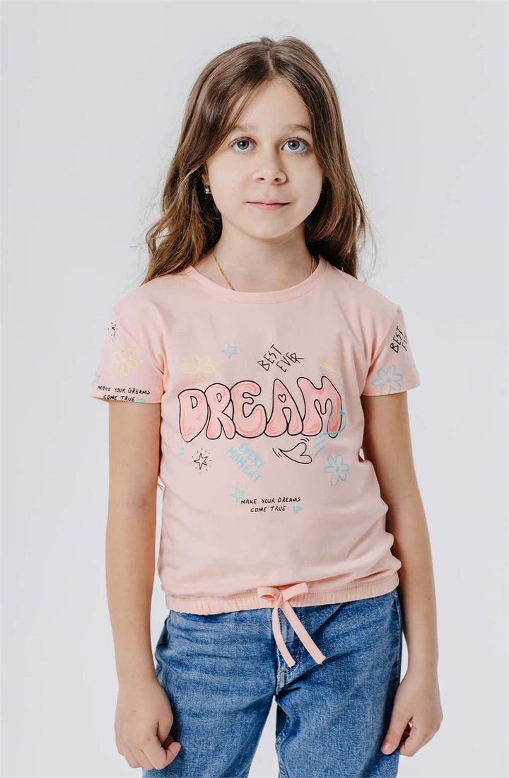 BRE Breeze Girl's T-shirt Colorful Printed Dream Themed 50 Years, Salmon - Council Bluffs