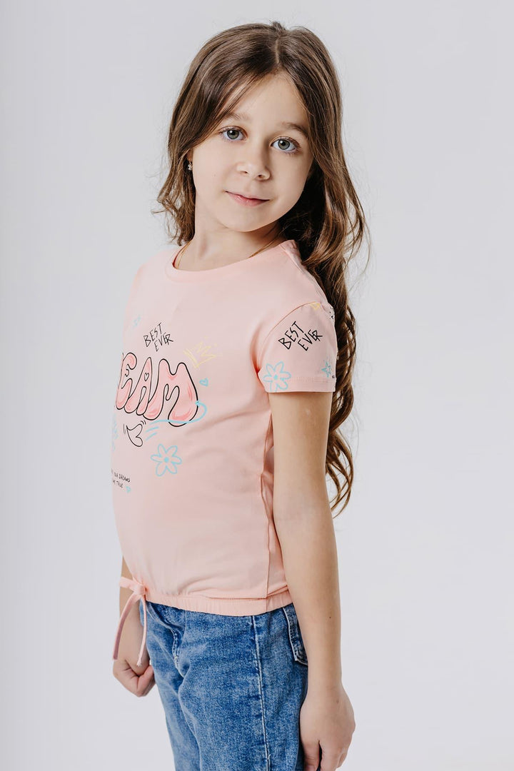 BRE Breeze Girl's T-shirt Colorful Printed Dream Themed 50 Years, Salmon - Council Bluffs