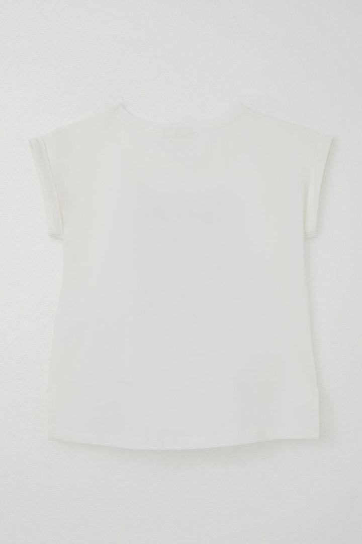 BRE Breeze Girl's T-shirt Love Themed Heart Bow Printed 106 Years, Ecru - Finglas