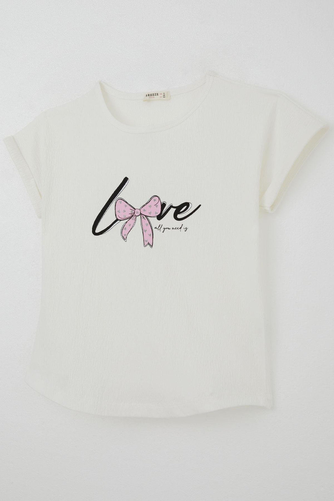 BRE Breeze Girl's T-shirt Love Themed Printed with Glitter 94 Years, Beige - Vaciamadrid