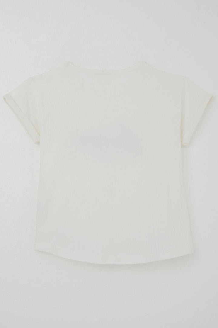 BRE Breeze Girl's T-shirt Love Themed Printed with Glitter 94 Years, Beige - Vaciamadrid