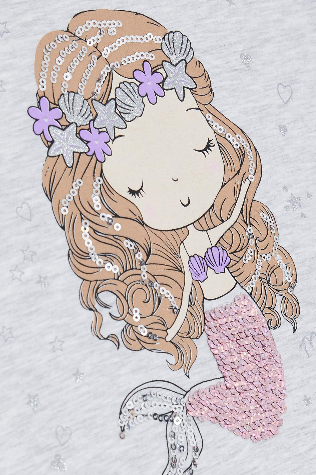 BRE Breeze Girl's T-Shirt Cute Mermaid Printed 3-8 Years, Light Grey Melange - Virginia Beach