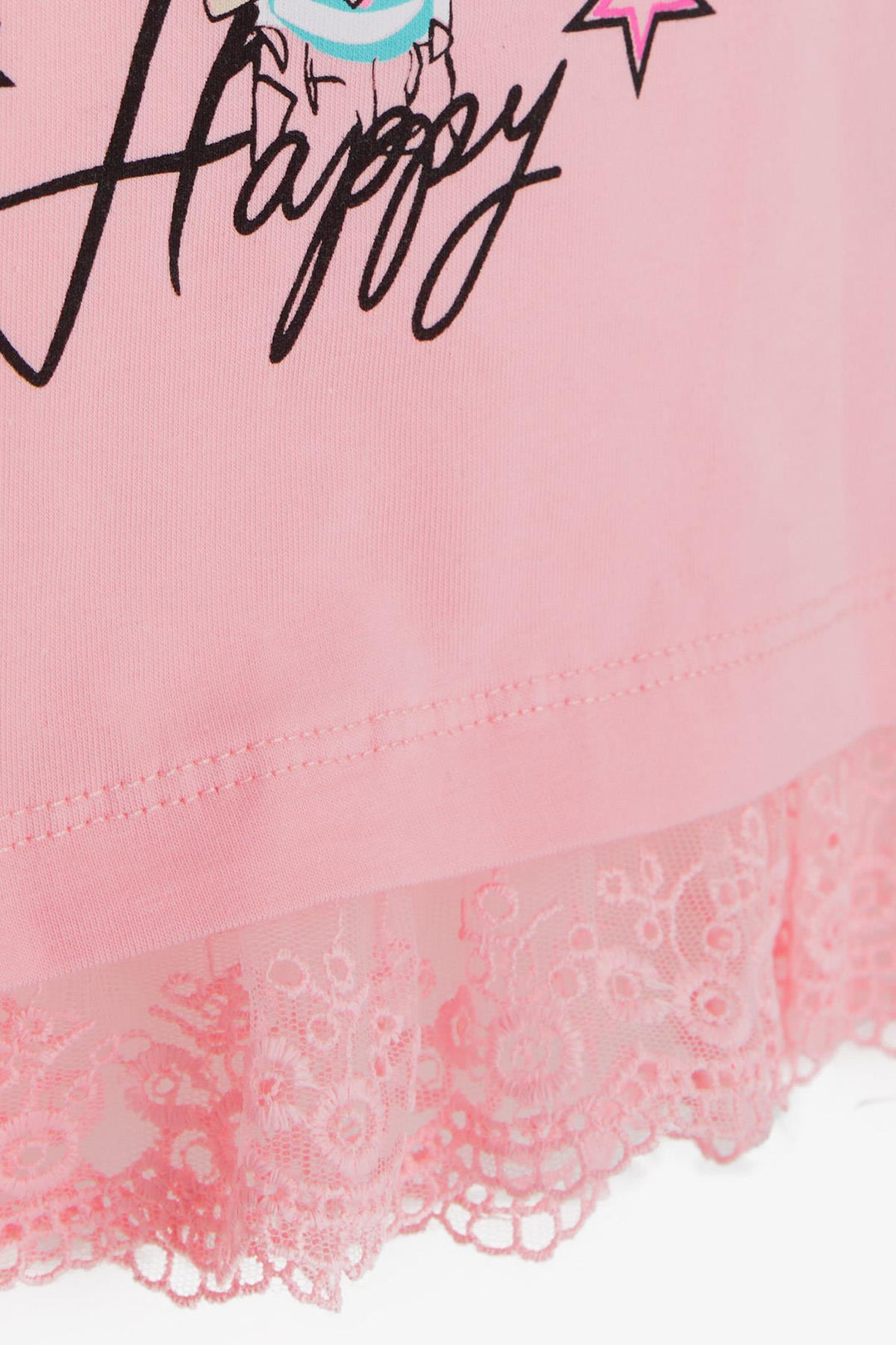 BRE Breeze Girl's T-shirt Cute Girl Printed with Lace Waist 1-4 Years, Pink - Atlanta