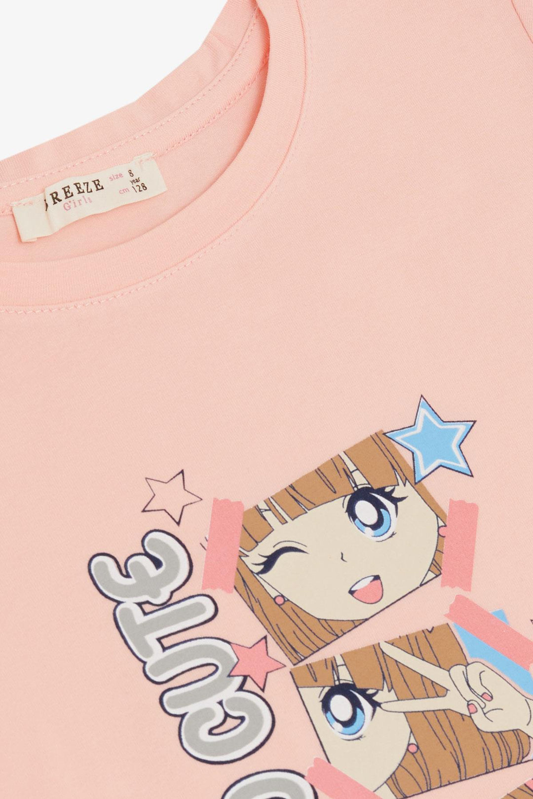 BRE Breeze Girl's T-shirt Cute Girl Printed Giving Cute Poses 4-9 Years, Salmon - Euless