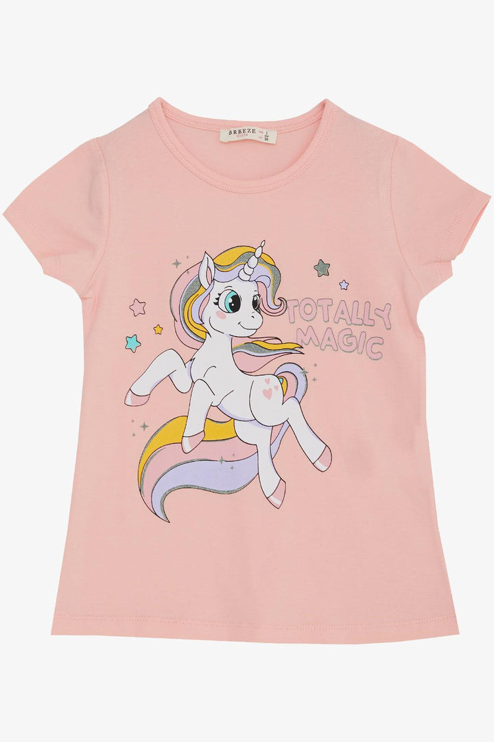 BRE Breeze Girl's T-Shirt Magical Unicorn Printed 1.5-5 Years, Salmon - Mazara del Vallo