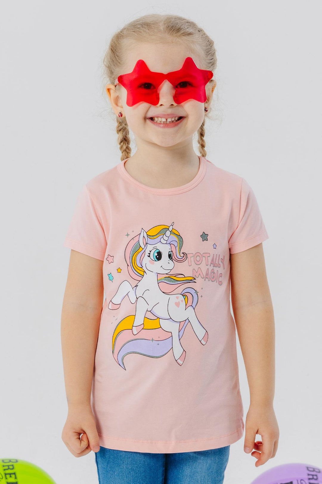 BRE Breeze Girl's T-Shirt Magical Unicorn Printed 1.5-5 Years, Salmon - Mazara del Vallo
