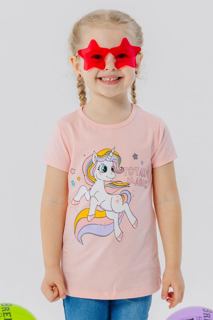BRE Breeze Girl's T-Shirt Magical Unicorn Printed 1.5-5 Years, Salmon - Mazara del Vallo
