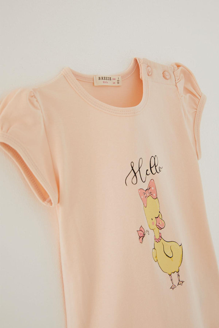 BRE Breeze Girl's T-Shirt with Decorative Bow Duck Print 1-4 Years, Powder - Chelmsford