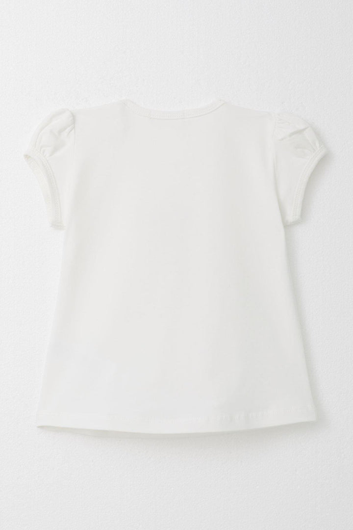 BRE Breeze Girl's T-Shirt with Decorative Bow Duck Print, 1-4 Years, Ecru - San Javier