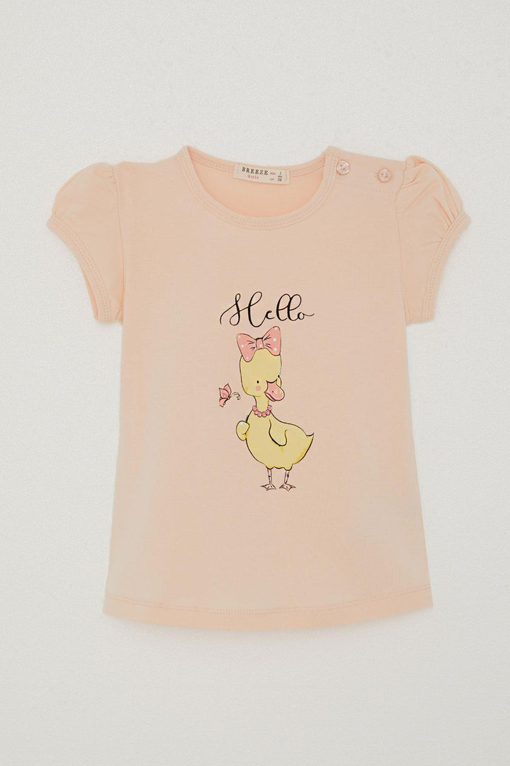 BRE Breeze Girl's T-Shirt with Decorative Bow Duck Print 1-4 Years, Powder - Chelmsford