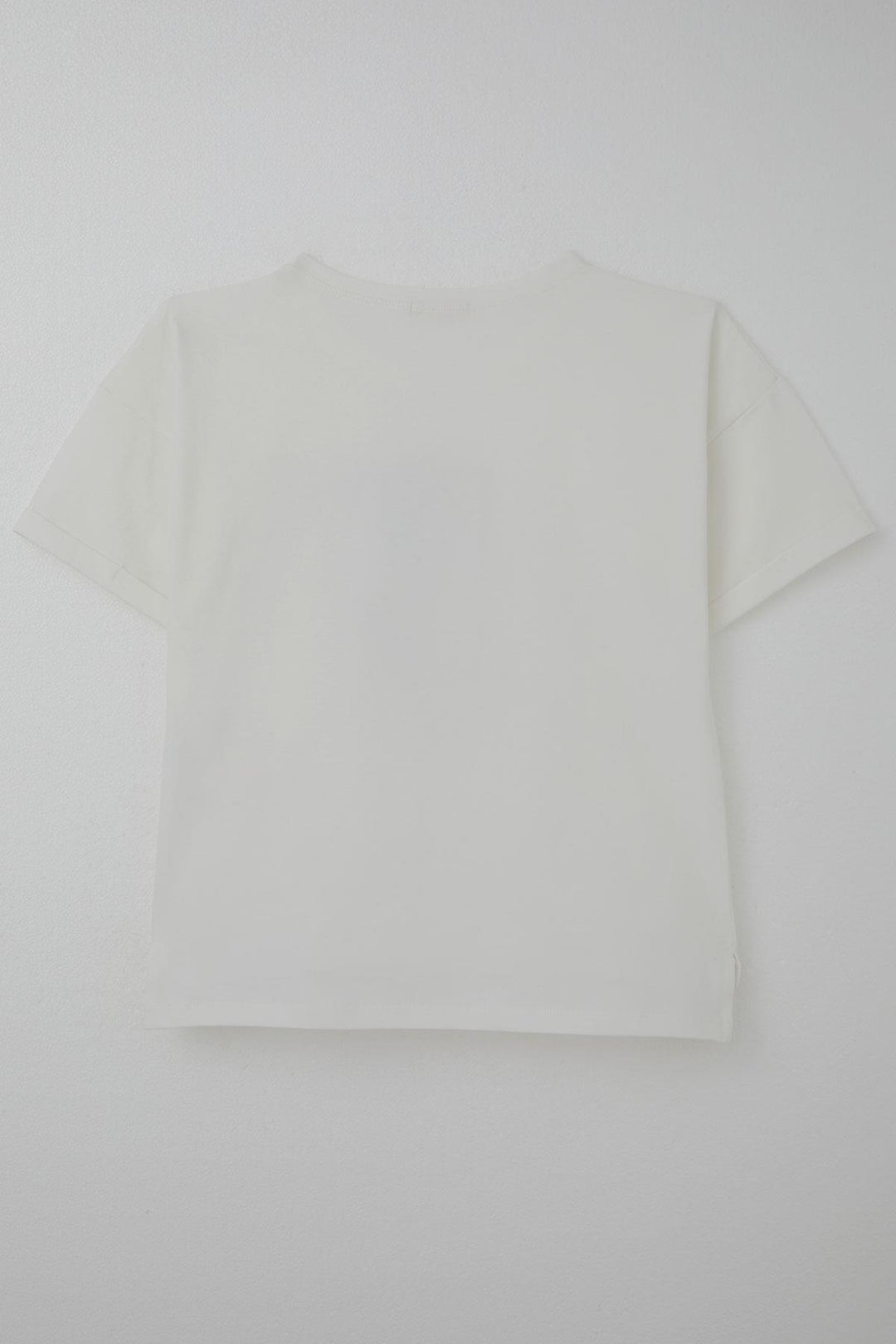 BRE Breeze Girl's T-shirt with Stone Accessories Flower Printed 96 Years, Ecru - Saanich