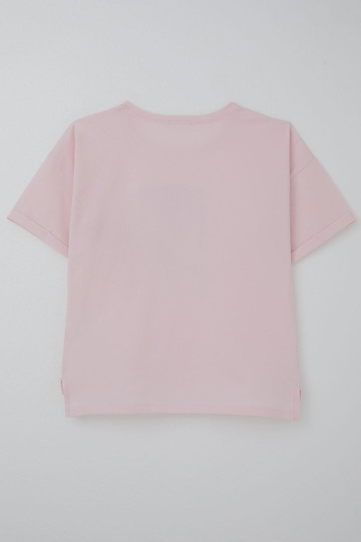 BRE Breeze Girl's T-shirt with Stone Accessories Flower Printed 96 Years, Pink - Marano di Napoli