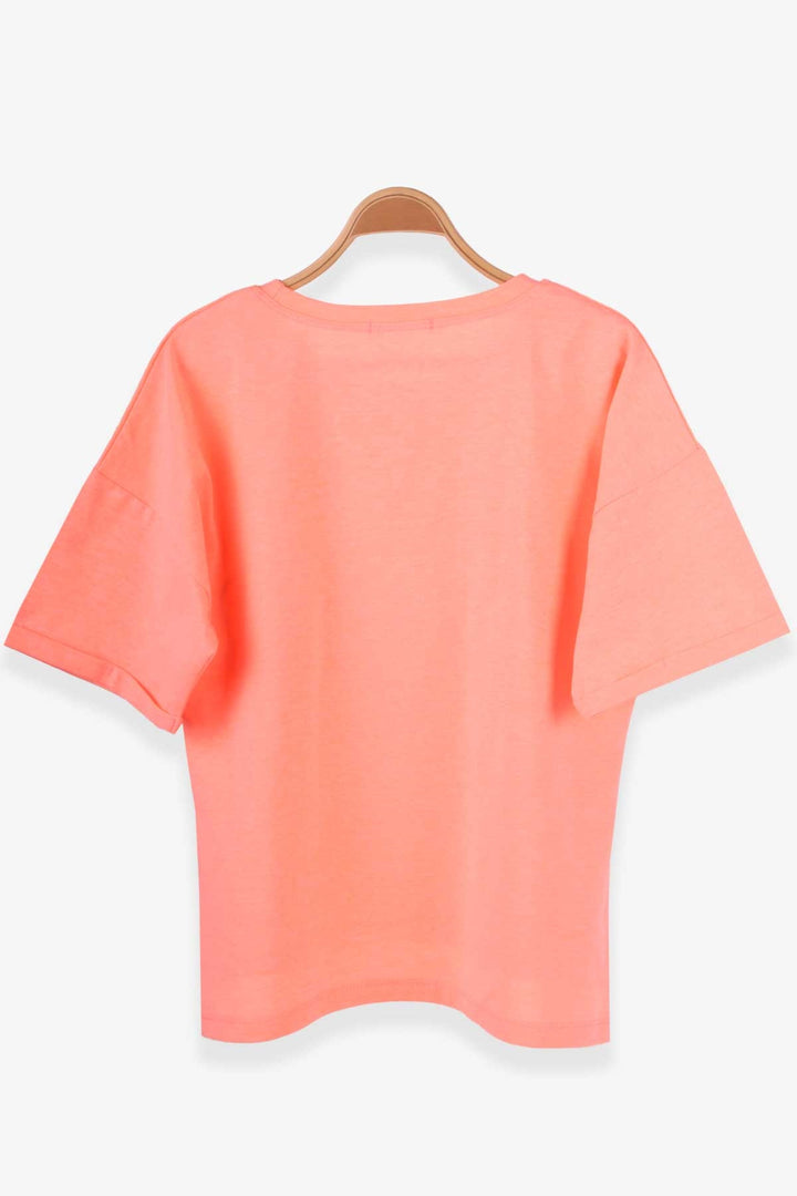 BRE Breeze Girl's T-shirt with Rhinestone Printed Writing, 96 Years, Neon Orange - South Fulton