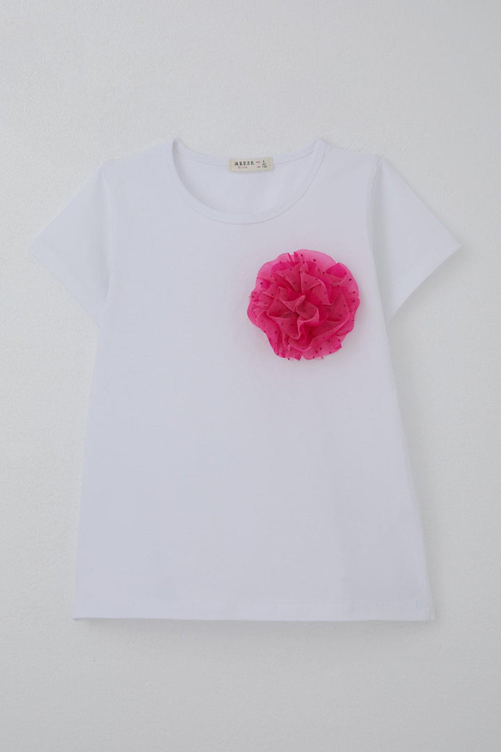 BRE Breeze Girl's T-shirt with Tulle Flower Accessories, 50 Years, White - Hagerstown