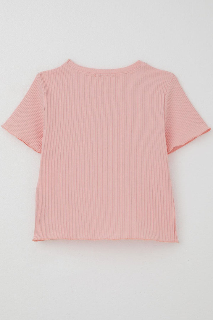BRE Breeze Girl's T-shirt with Tulle Flower Embroidery Beaded Belt Accessory Size 84 Years, Pink - Clay