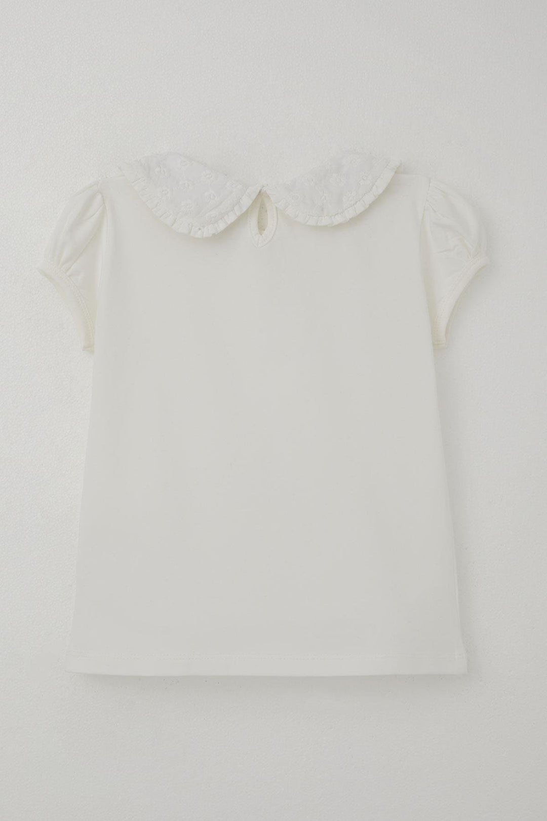 BRE Breeze Girl's T-shirt with Flower Embroidery Detail, 50 Years, Ecru - Sesimbra