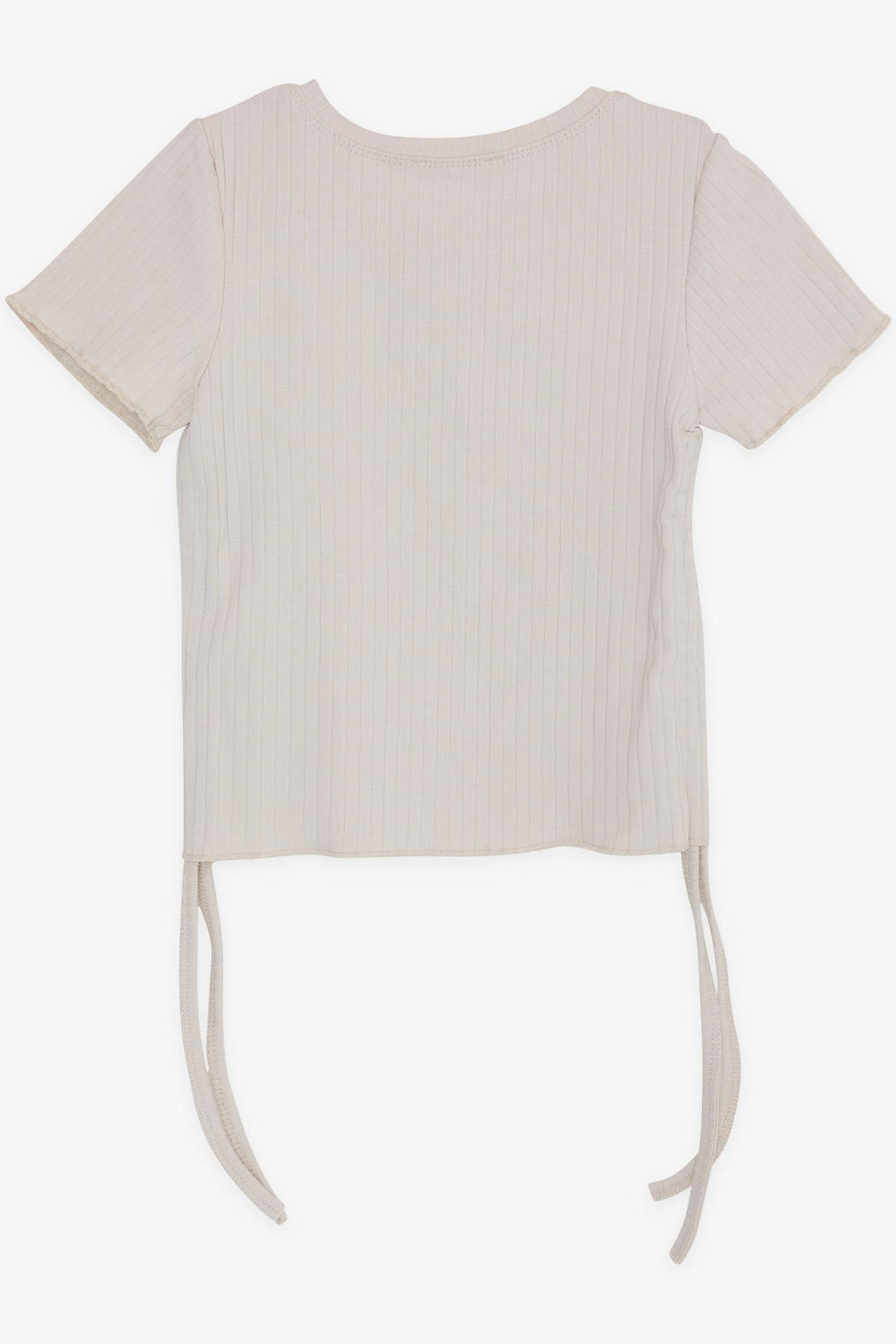 BRE Breeze Girl's T-Shirt with Ruched Sides Printed with Text, 84 Years, Beige - Marietta