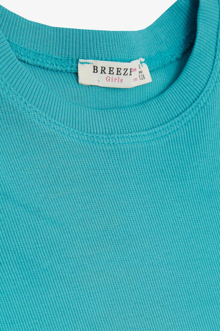 تي شيرت بناتي من BRE Breeze بكشكشة في الجوانب، 84 سنة، أخضر نعناعي - Exeter