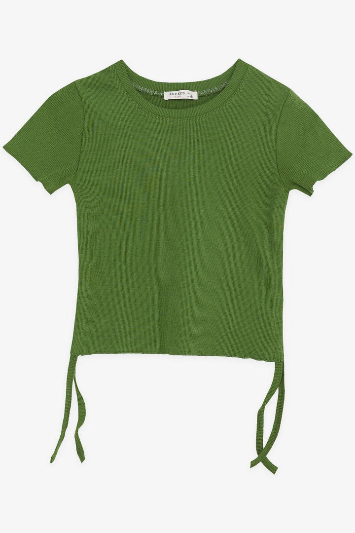 BRE Breeze Girl's T-Shirt with Gathered Sides 84 Years, Khaki Green - Severn