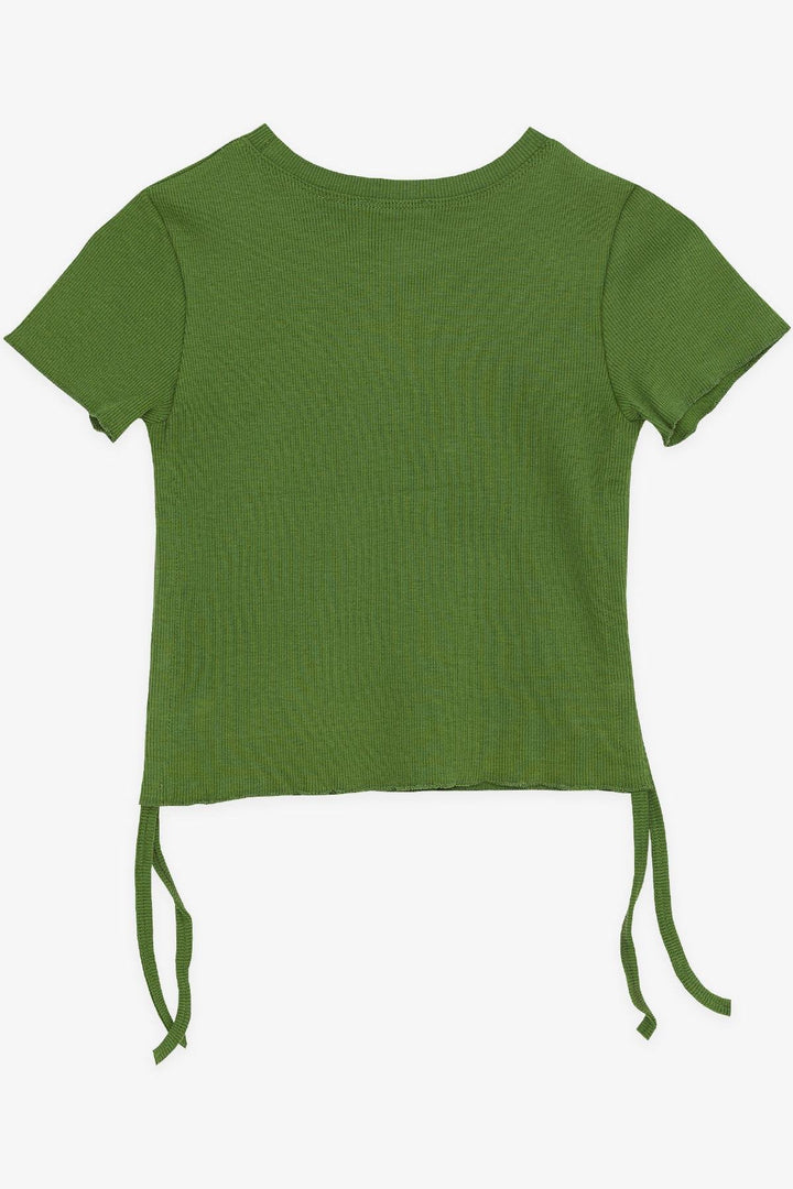 BRE Breeze Girl's T-Shirt with Gathered Sides 84 Years, Khaki Green - Severn