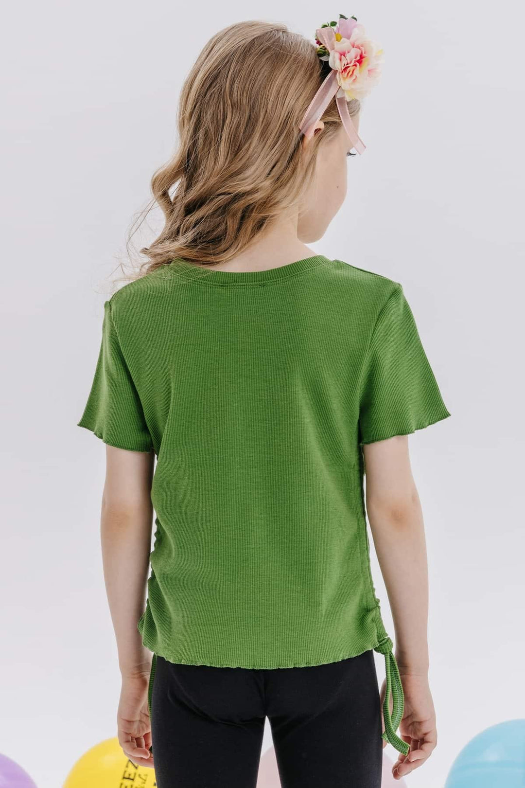 BRE Breeze Girl's T-Shirt with Gathered Sides 84 Years, Khaki Green - Severn