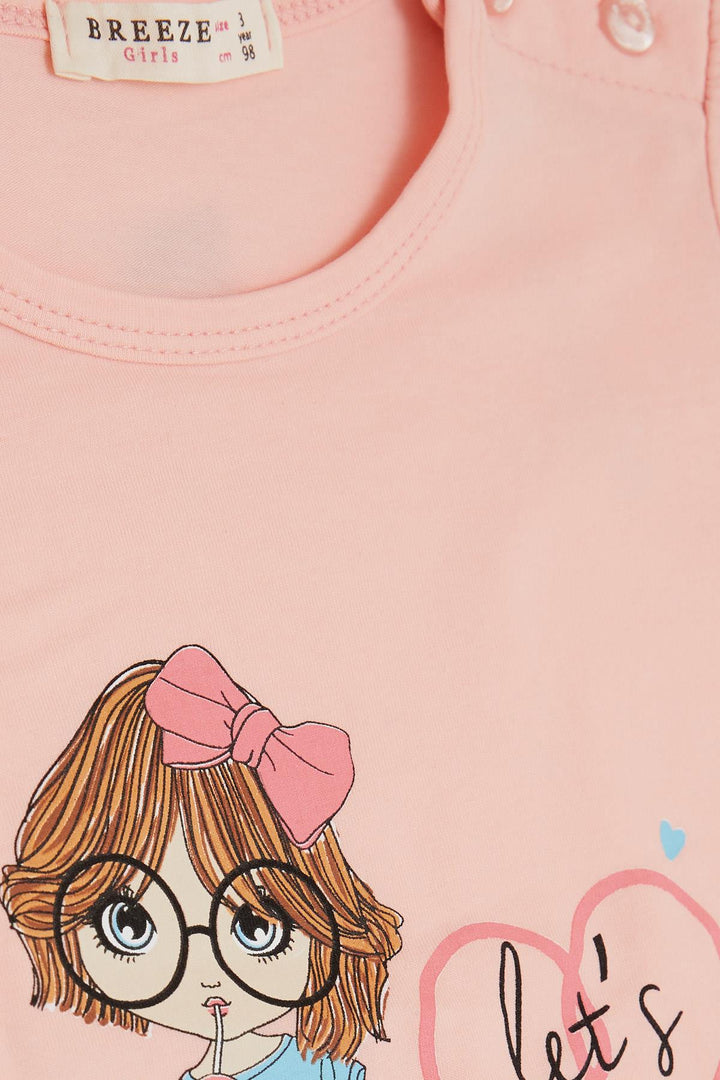 BRE Breeze Girl's T-shirt Summer Themed Cool Girl Printed 2-6 Years, Salmon - Gaithersburg