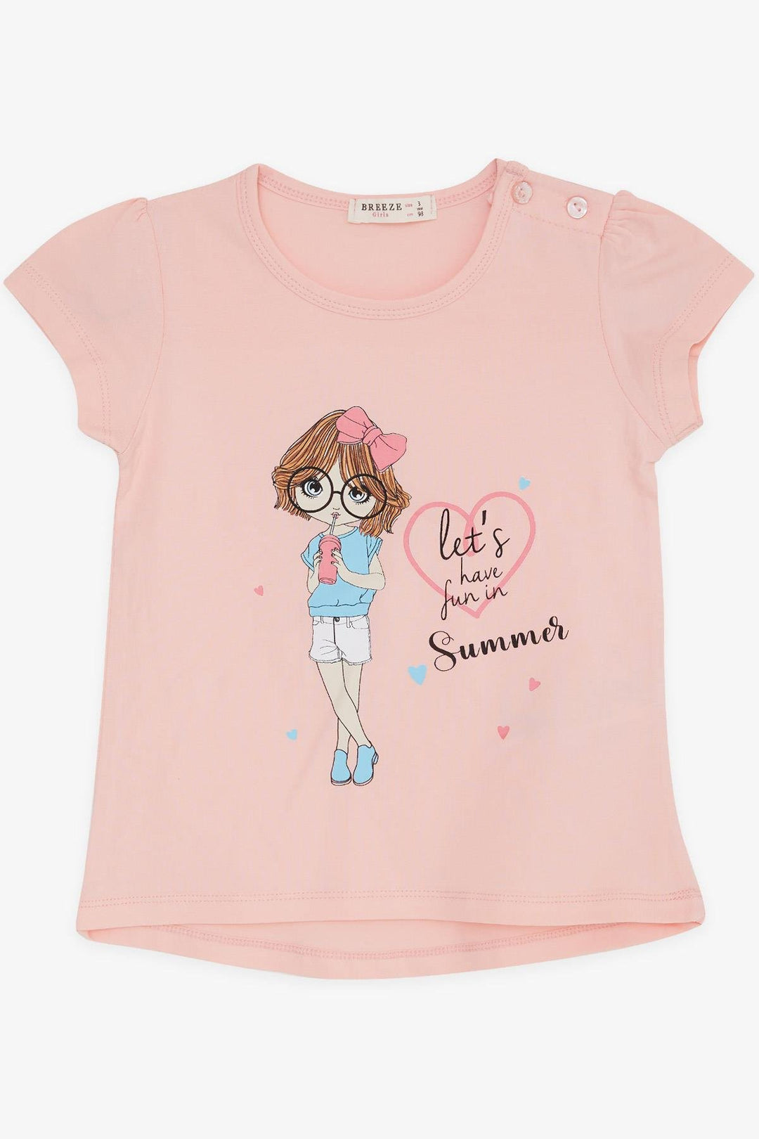 BRE Breeze Girl's T-shirt Summer Themed Cool Girl Printed 2-6 Years, Salmon - Gaithersburg