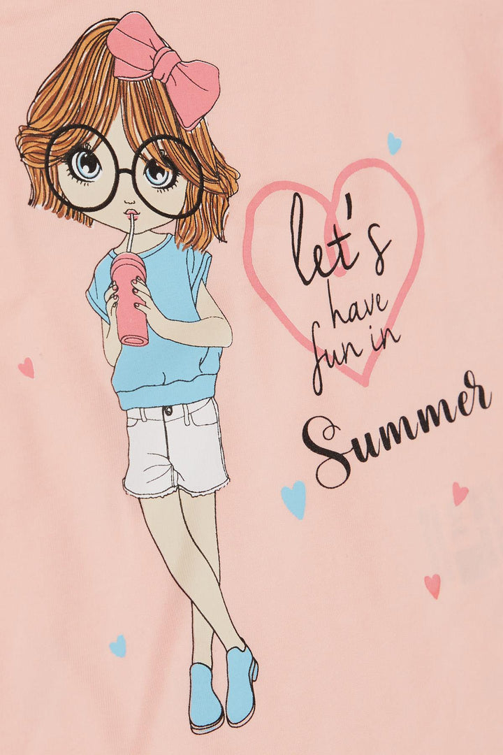BRE Breeze Girl's T-shirt Summer Themed Cool Girl Printed 2-6 Years, Salmon - Gaithersburg