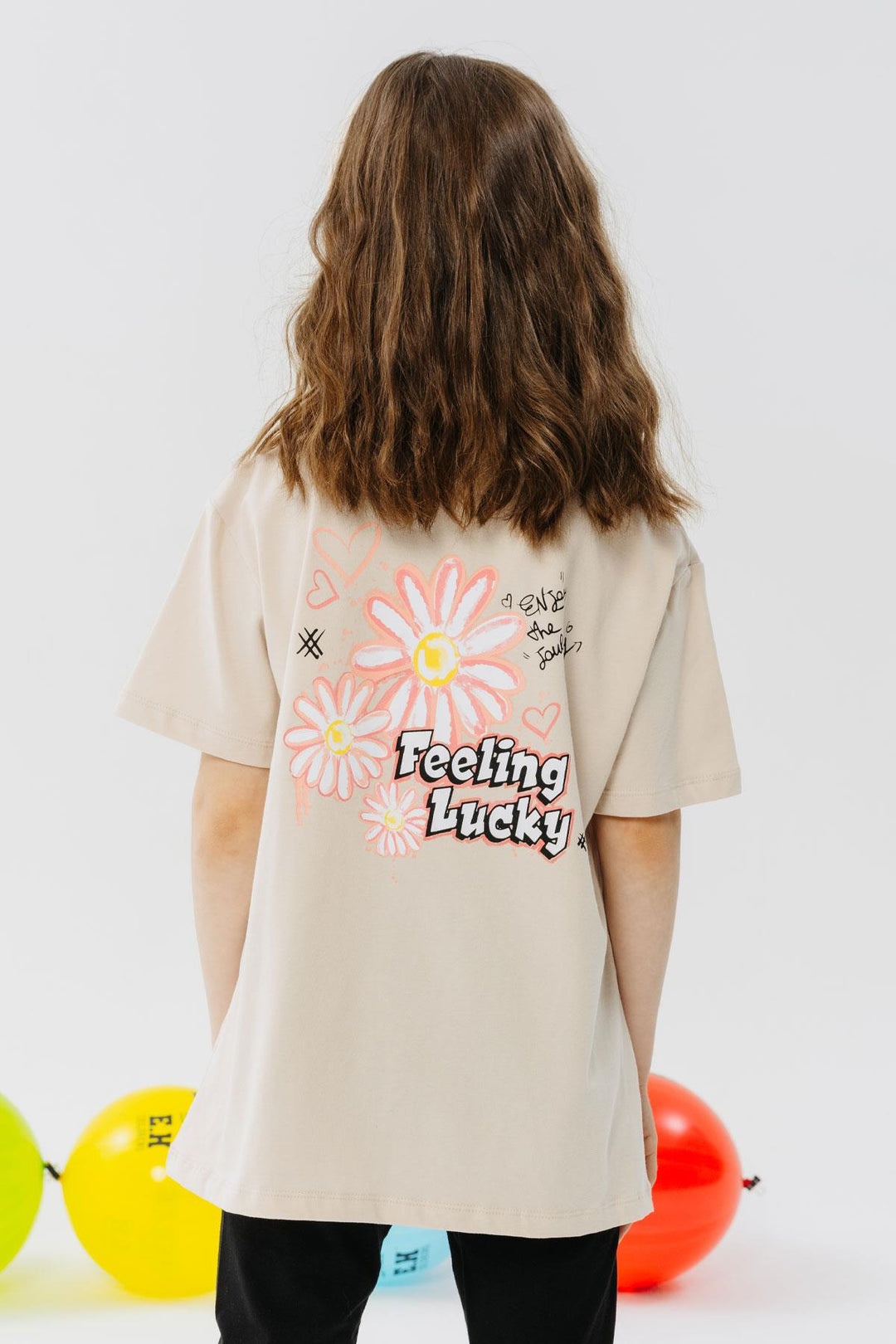 BRE Breeze Girl's T-shirt with Printed Text, 94 Years, Beige - Puerto Real