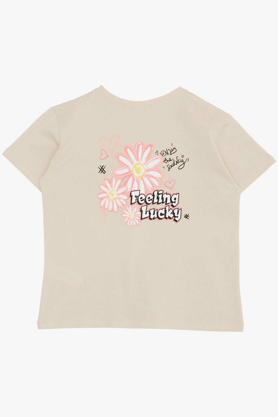 BRE Breeze Girl's T-shirt with Printed Text, 94 Years, Beige - Puerto Real