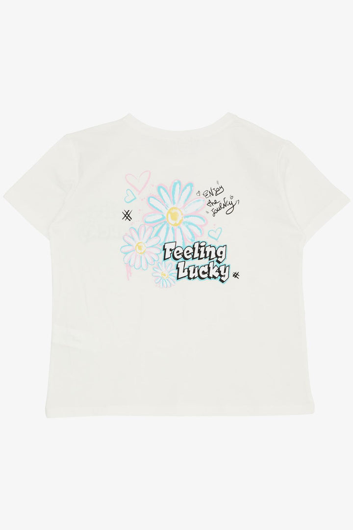 BRE Breeze Girl's T-Shirt with Printed Text, 94 Years, Ecru - Straubing