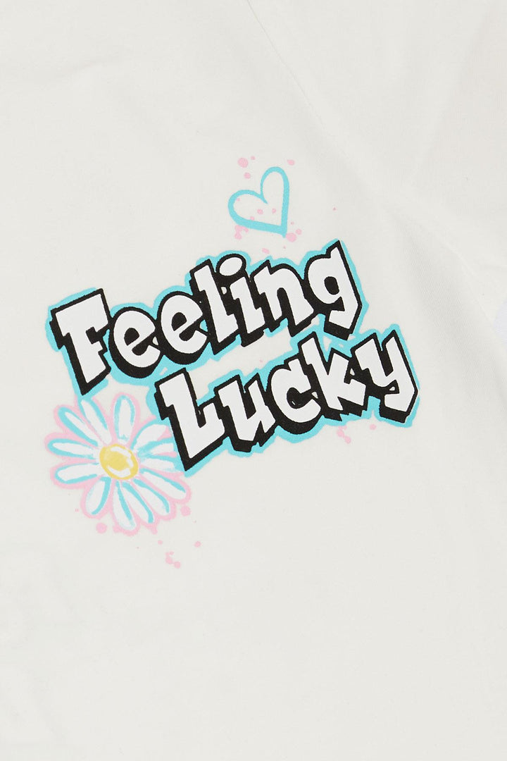 BRE Breeze Girl's T-Shirt with Printed Text, 94 Years, Ecru - Straubing