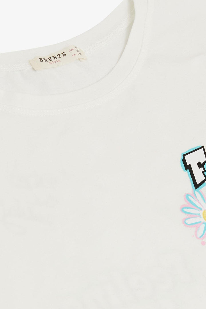 BRE Breeze Girl's T-Shirt with Printed Text, 94 Years, Ecru - Straubing