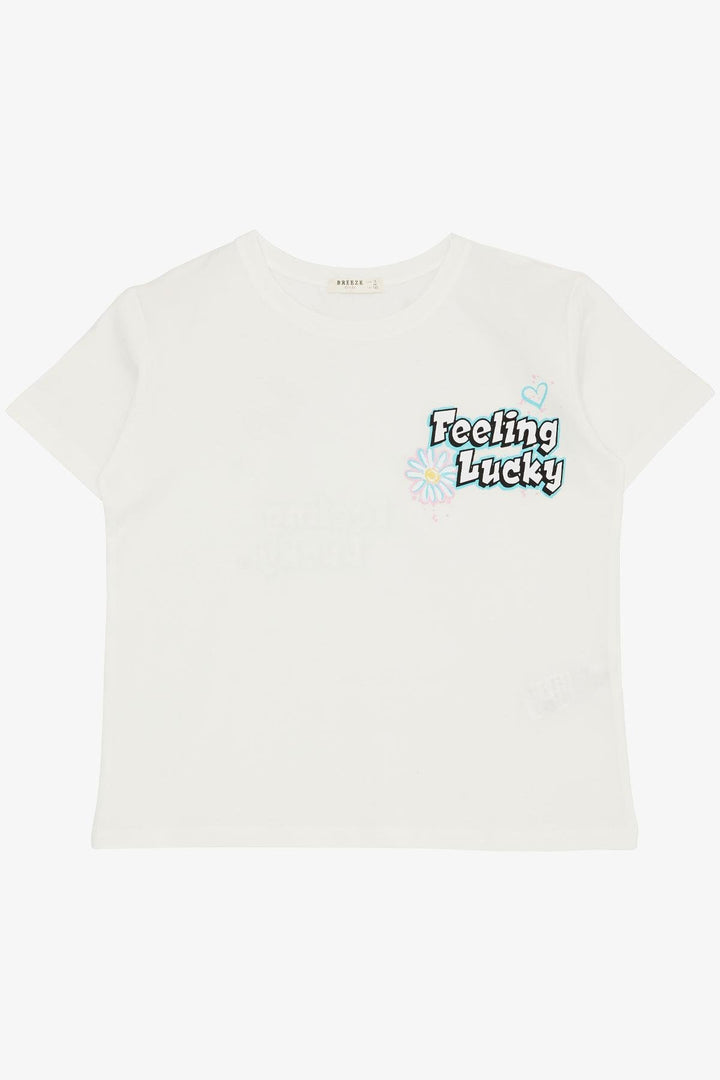 BRE Breeze Girl's T-Shirt with Printed Text, 94 Years, Ecru - Straubing