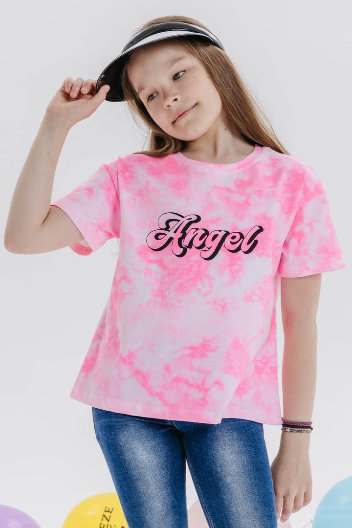 BRE Breeze Girl's T-shirt with Printed Text, 84 Years, Neon Pink - Bamberg