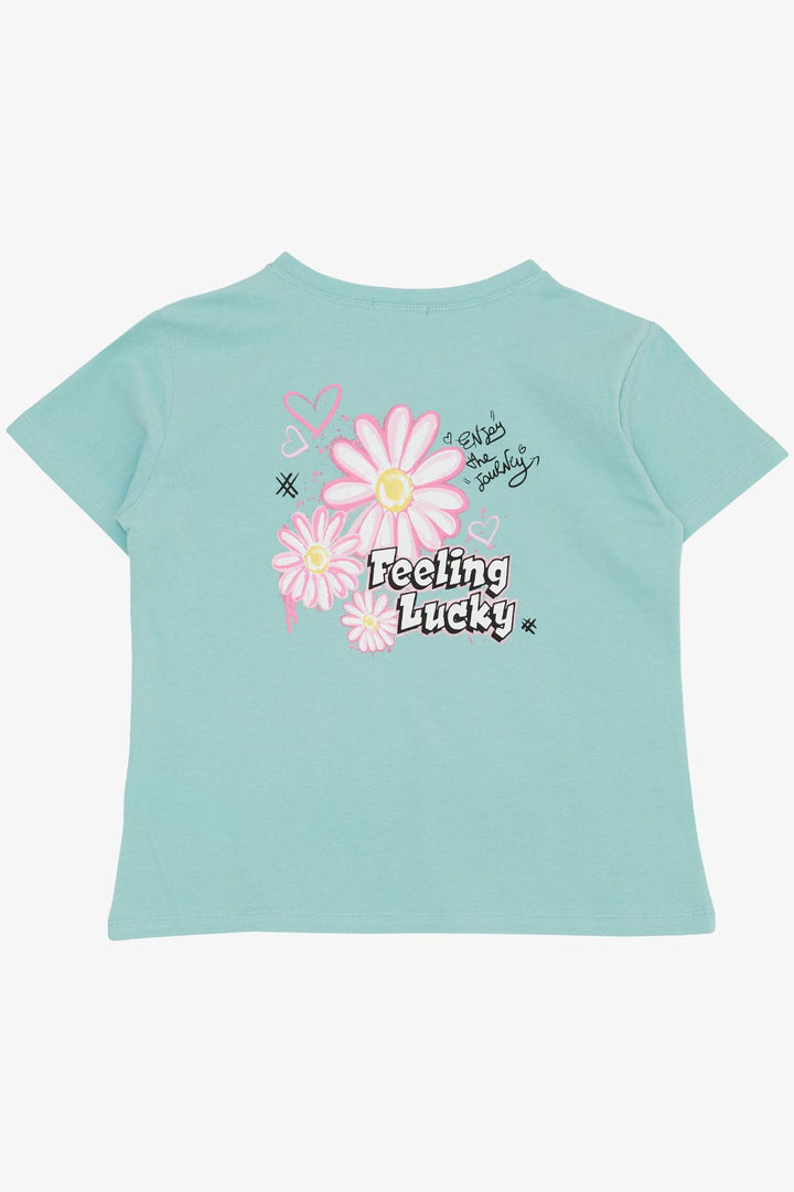 BRE Breeze Girl's T-shirt with Printed Text, 94 Years, Aqua Green - South Hill