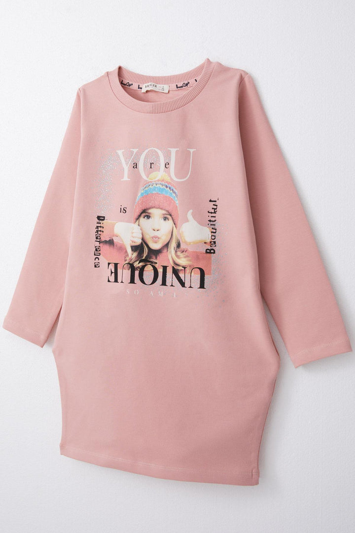 BRE Breeze Girl Child Tunic Dress with Hat Girl Printed 50 Years, Rose Pink - Livonia