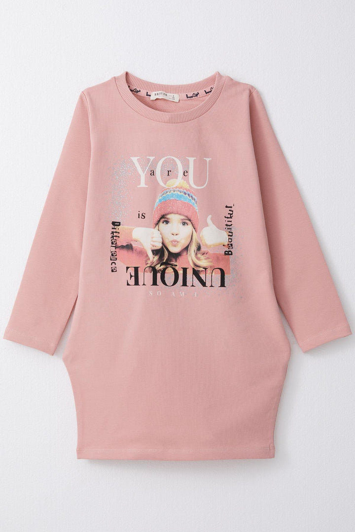 BRE Breeze Girl Child Tunic Dress with Hat Girl Printed 50 Years, Rose Pink - Livonia