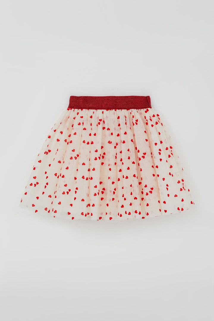 BRE Breeze Girl Child Tutu Skirt Heart Patterned Elastic Waist 50 Years, Cream - Naperville