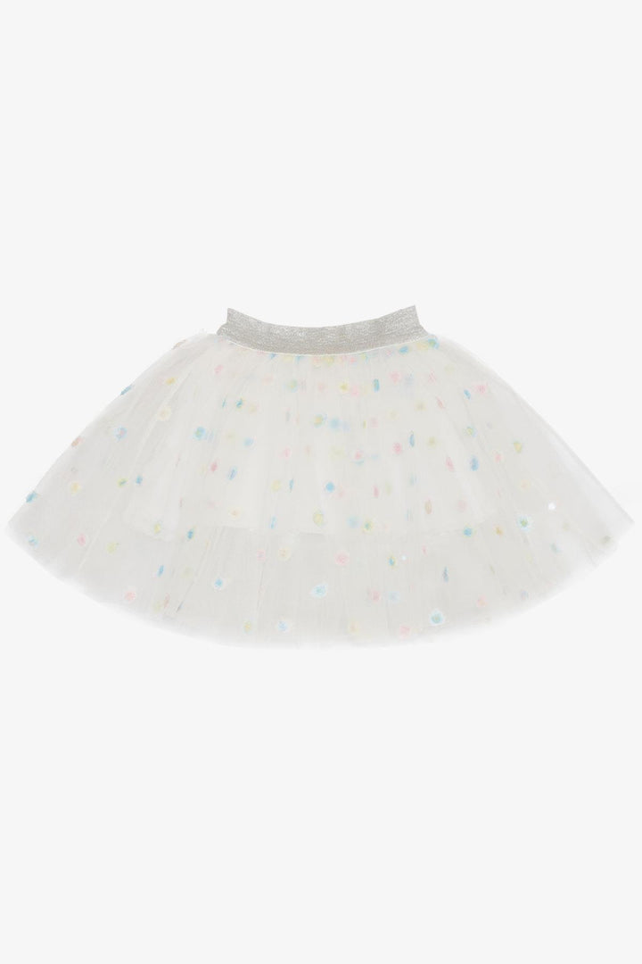 BRE Breeze Girl Child Tutu Skirt Colorful Flower Embroidered 4-8 Years, White - Eau Claire