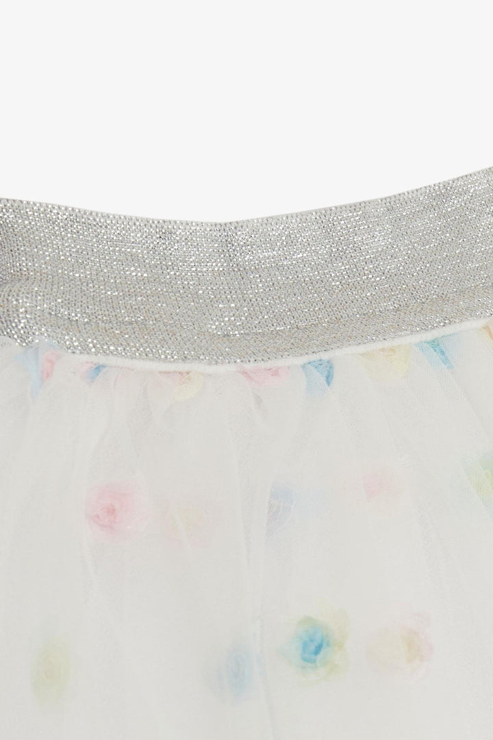 BRE Breeze Girl Child Tutu Skirt Colorful Flower Embroidered 4-8 Years, White - Eau Claire
