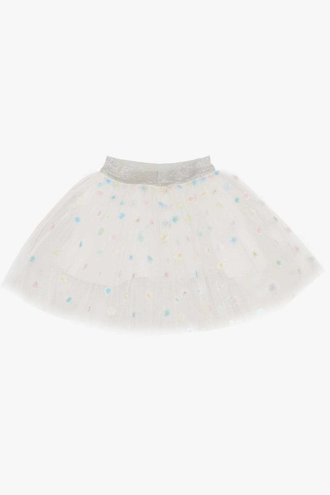 BRE Breeze Girl Child Tutu Skirt Colorful Flower Embroidered 4-8 Years, White - Eau Claire
