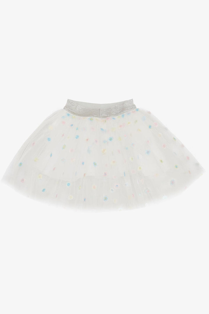 BRE Breeze Girl Child Tutu Skirt Colorful Flower Embroidered 4-8 Years, White - Eau Claire